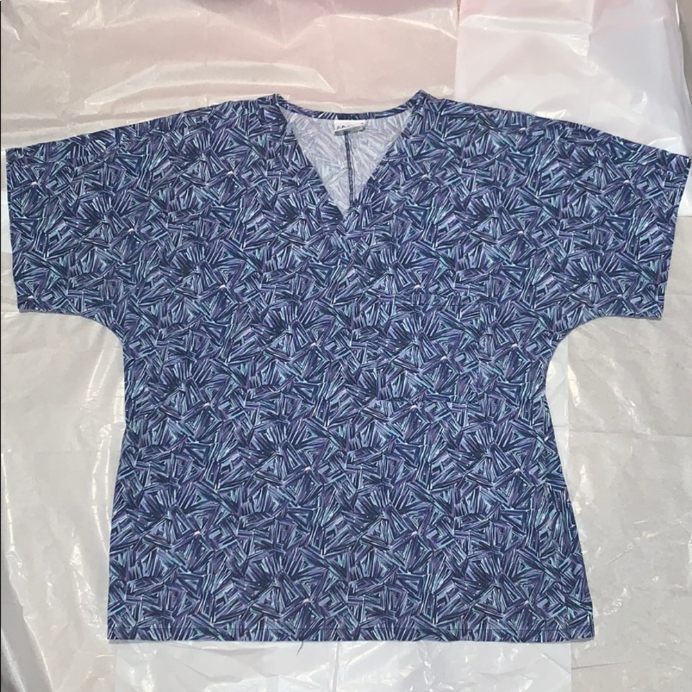 Blue and Purple Patterned Scrub Top